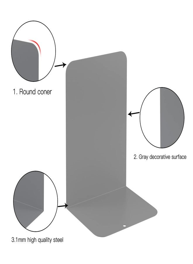 Honagu Book Ends, Bookends for Shelves, Home, Office, Metal Book Stopper for Books, Metal Bookend Supports, Modern Minimalist Style Decorative Bookend, Grey (4Pairs/8Pcs) - Image 5