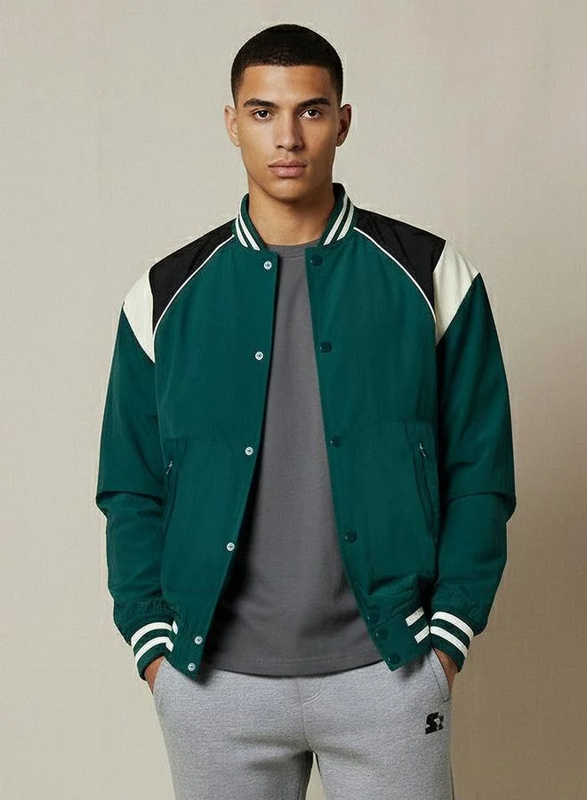 ستارتر جاكيت رجالي ملون بياقة مستقيمة