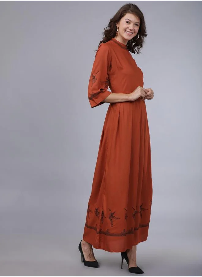 Tokyo Talkies High Neck Maxi Dress with Box Pleat Detail by Styli