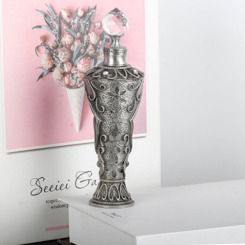 SEVENBEES 25ml Antique Silver Vintage Glass Perfume Bottle with Sunflower Pattern - Refillable Empty Decorative Bottle for Essential Oils Frafance - Hand-Painted Enameled Gift for Girl Women - Image 4