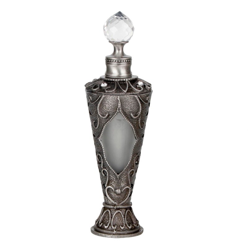 SEVENBEES 25ml Antique Silver Vintage Glass Perfume Bottle with Sunflower Pattern - Refillable Empty Decorative Bottle for Essential Oils Frafance - Hand-Painted Enameled Gift for Girl Women - Image 1