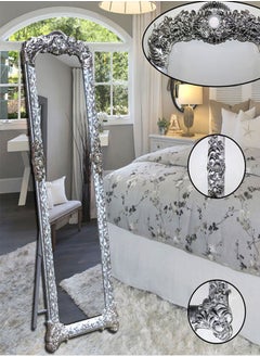 GoldenLike Full Length Mirror with Stand Large Rectangula Floor Mirror Dressing Long Mirrors Free Standing Makeup Mirror Full Body Mirrorr with stand for Bedroom Living Room(165*45CM/8132-Silver)  - Image 3