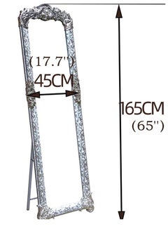 GoldenLike Full Length Mirror with Stand Large Rectangula Floor Mirror Dressing Long Mirrors Free Standing Makeup Mirror Full Body Mirrorr with stand for Bedroom Living Room(165*45CM/8132-Silver)  - Image 4