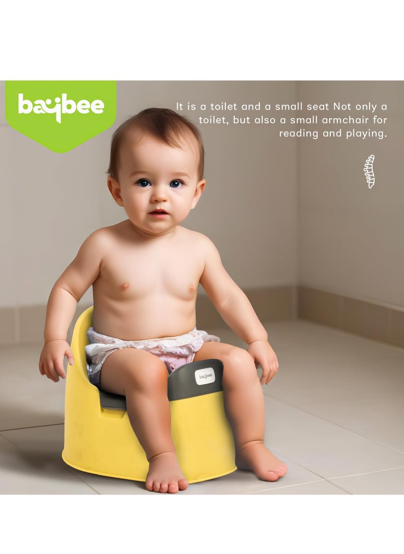 BAYBEE - Baby Potty Training Seat For Kids Baby Potty Seat Chair With Closing Lid And Removable Tray Potty Trainer Seat For Toddlers Potty Seat For Baby 0 To 3 Years Child Boys Girls Yellow - Image 1