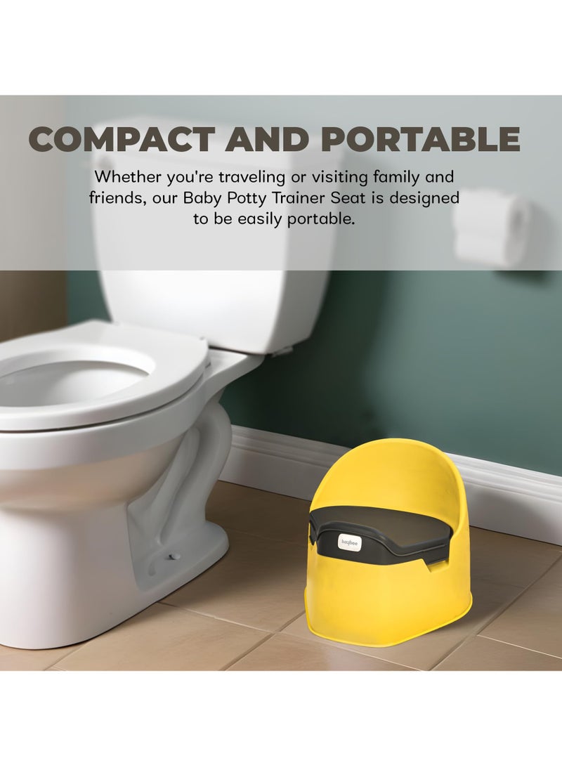 BAYBEE - Baby Potty Training Seat For Kids Baby Potty Seat Chair With Closing Lid And Removable Tray Potty Trainer Seat For Toddlers Potty Seat For Baby 0 To 3 Years Child Boys Girls Yellow - Image 1