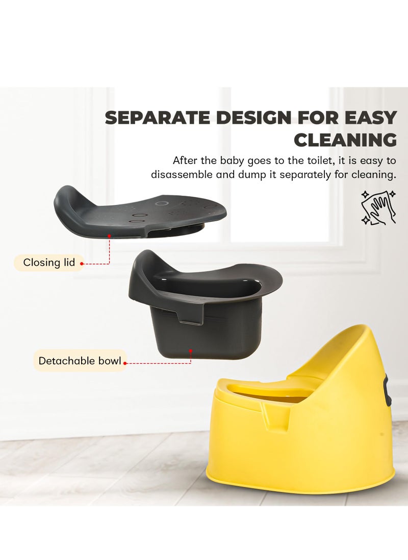BAYBEE - Baby Potty Training Seat For Kids Baby Potty Seat Chair With Closing Lid And Removable Tray Potty Trainer Seat For Toddlers Potty Seat For Baby 0 To 3 Years Child Boys Girls Yellow - Image 1