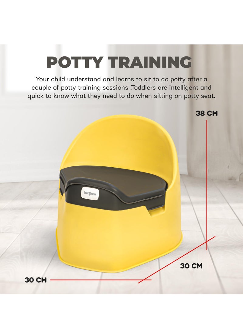 BAYBEE - Baby Potty Training Seat For Kids Baby Potty Seat Chair With Closing Lid And Removable Tray Potty Trainer Seat For Toddlers Potty Seat For Baby 0 To 3 Years Child Boys Girls Yellow - Image 1