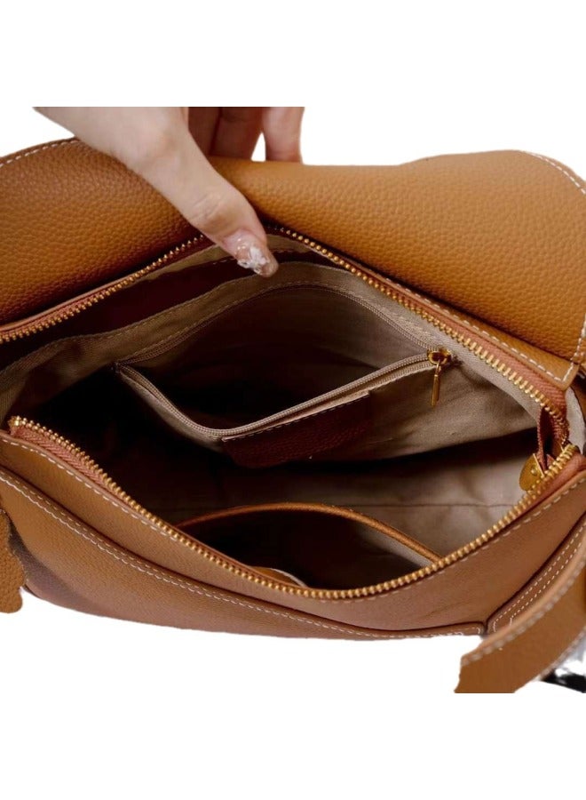 Jump up New Women's Bag Genuine Leather Shoulder Crossbody Women's Bag Top Layer Cowhide Geometric Splice Bag Jie Color Bag - Image 5
