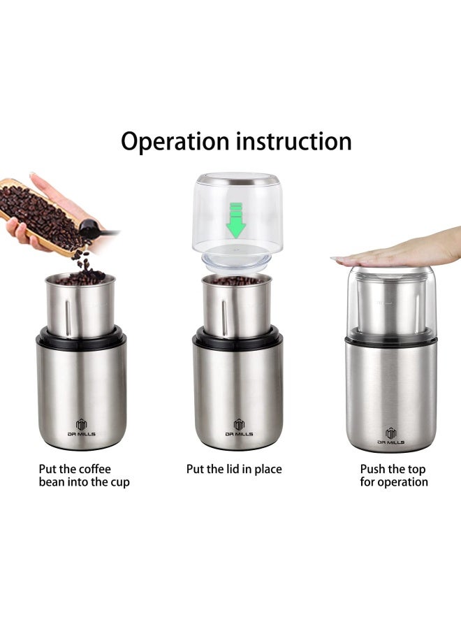 DR MILLS DM7452 Electric Coffee GrinderSpice Grinder Electric and chopperdetachable cup diswash free Blade  cup made with SUS304 stianlees steel - Image 2