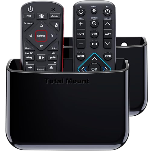 TotalMount Universal Remote Control Holder – Attaches to Wall or Back of TV – Compatible with All TV Remotes (Premium Black, Large Two Pack) - Image 1