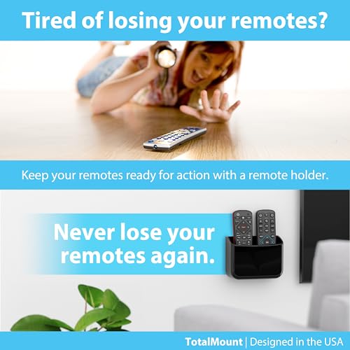 TotalMount Universal Remote Control Holder – Attaches to Wall or Back of TV – Compatible with All TV Remotes (Premium Black, Large Two Pack) - Image 2