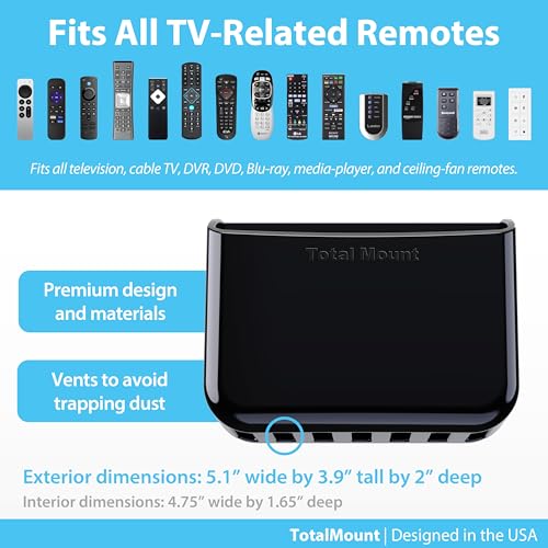 TotalMount Universal Remote Control Holder – Attaches to Wall or Back of TV – Compatible with All TV Remotes (Premium Black, Large Two Pack) - Image 5