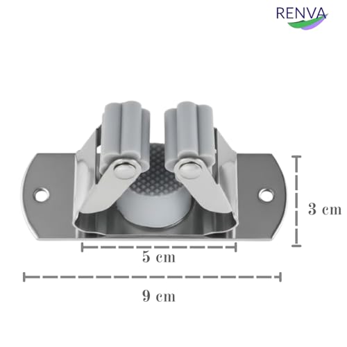 RENVA Broom Holder Wall Mount - Heavy Duty Stainless Steel Broom and Mop Hanger, Wall Mounted Organizer Rack for Home, Kitchen, Bathroom, Garden, Garage, Cleaning Tools Storage (SILVER, 1 SLOT) - Image 2