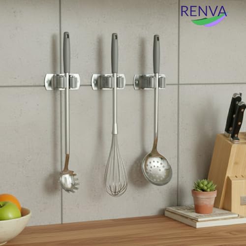 RENVA Broom Holder Wall Mount - Heavy Duty Stainless Steel Broom and Mop Hanger, Wall Mounted Organizer Rack for Home, Kitchen, Bathroom, Garden, Garage, Cleaning Tools Storage (SILVER, 1 SLOT) - Image 5
