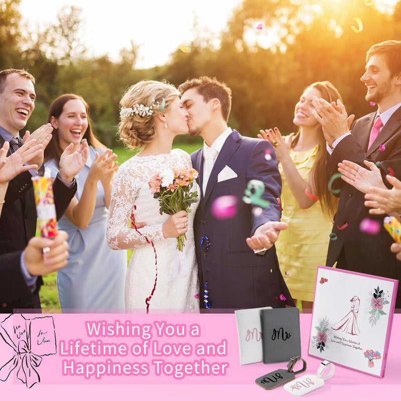 Casmonal Bridal Shower Gifts for Bride, Mr and Mrs Luggage Tags Passport Holders Set, Newlyweds Wedding Gifts for Couples 2026, Cute Engagement Gift Ideas for Travel - Image 5