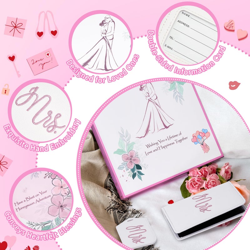 Casmonal Bridal Shower Gifts for Bride, Mr and Mrs Luggage Tags Passport Holders Set, Newlyweds Wedding Gifts for Couples 2026, Cute Engagement Gift Ideas for Travel - Image 4
