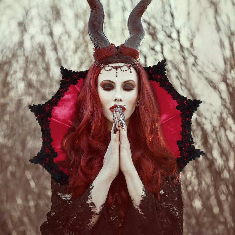 L'VOW Velvet Victorian Collar Women Standing Vampire Collar Gothic Neck Collar Halloween Red Heart Queen Cosplay - Image 3