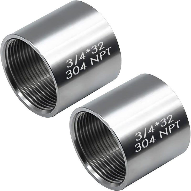 beduan Stainless Steel Cast Pipe Coupling, 3/4" x 3/4" Female Pipe Coupler Connector (1-1/4" Length, Pack of 2) - Image 1