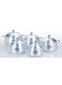 Ultimax Metal Finish Belly Pots 5 Pcs Cookware Set 1x5 With Durable Handles And Heavy Lids, Dishwasher & Ovensafe, Even Heat Distribution, Durable & Elegant Design, Suitable on Most Stoves, 16-24 cm
