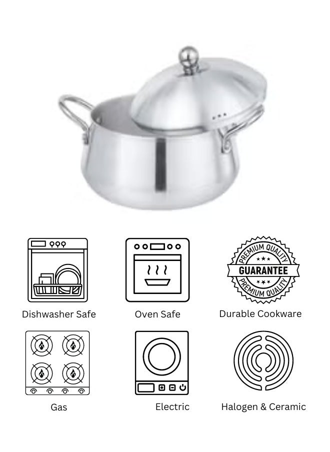 ULTIMAX - Ultimax Metal Finish Belly Pots 5 Pcs Cookware Set 1x5 With Durable Handles And Heavy Lids, Dishwasher & Ovensafe, Even Heat Distribution, Durable & Elegant Design, Suitable on Most Stoves, 16-24 cm - Image 1