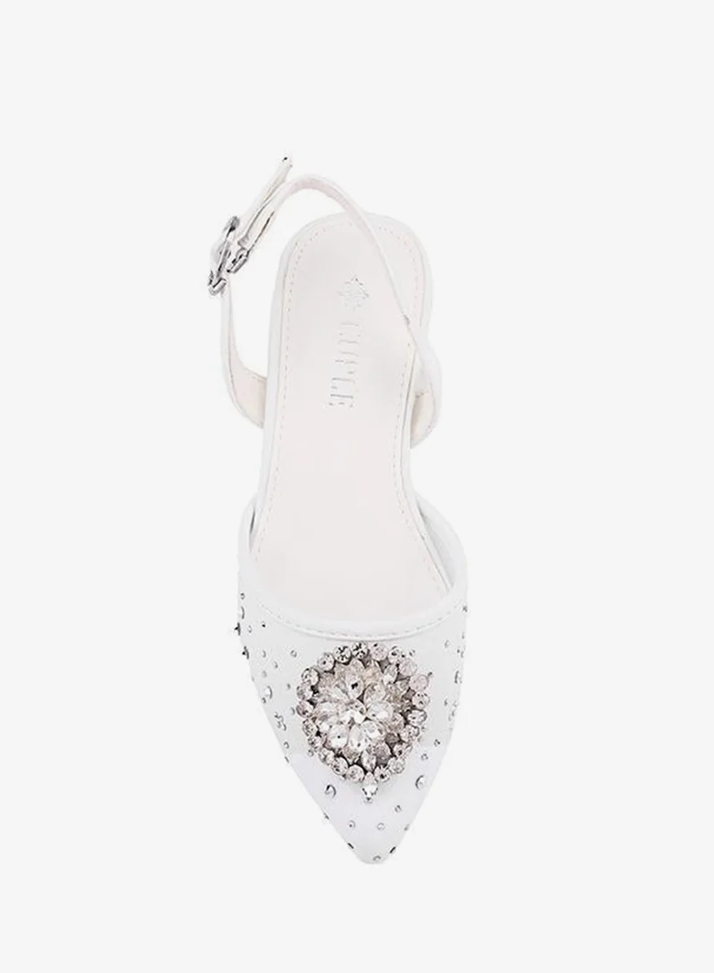 Cuple White Girls Block Heel Slingback Heels for Women | Best Price UAE