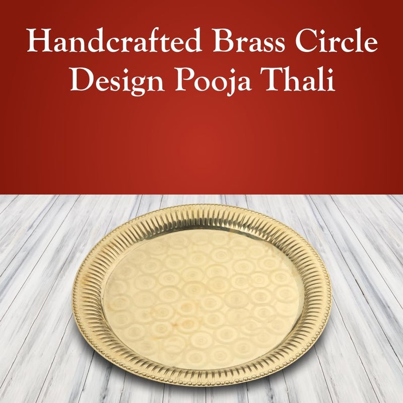TORPPEZA Brass Golden Color Slide Design Plate for use Pooja (7 Inch) - Image 2