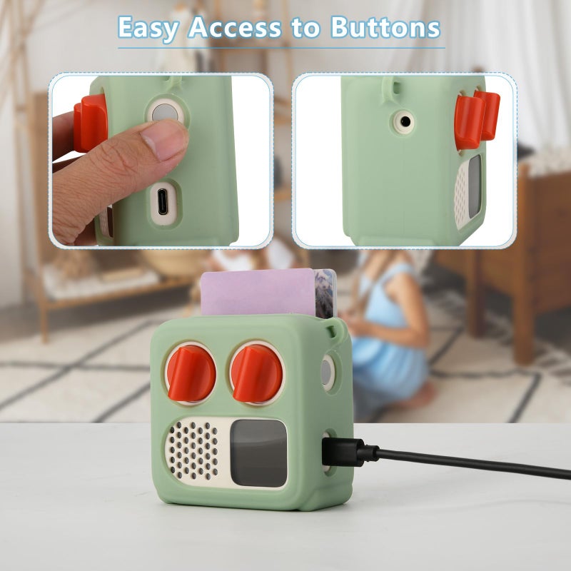 TXEsign Silicone Case Cover for Yoto Mini (2024 Edition), Travel Carrying Case with Adjustable Shoulder Strap Protective Cover for Yoto Mini Player (Light Green) - Image 2