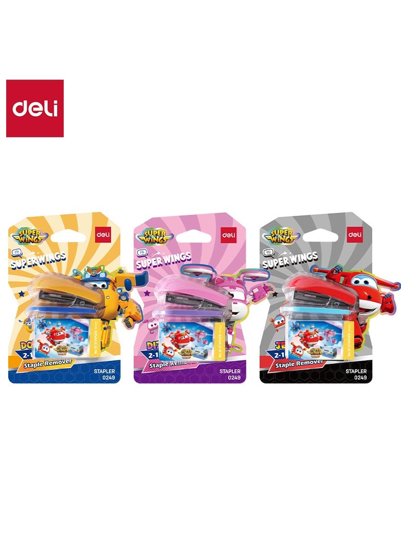 Deli E0249 Stapler - 15 Sheets, 10, Blue/Yellow/Red  - Image 1