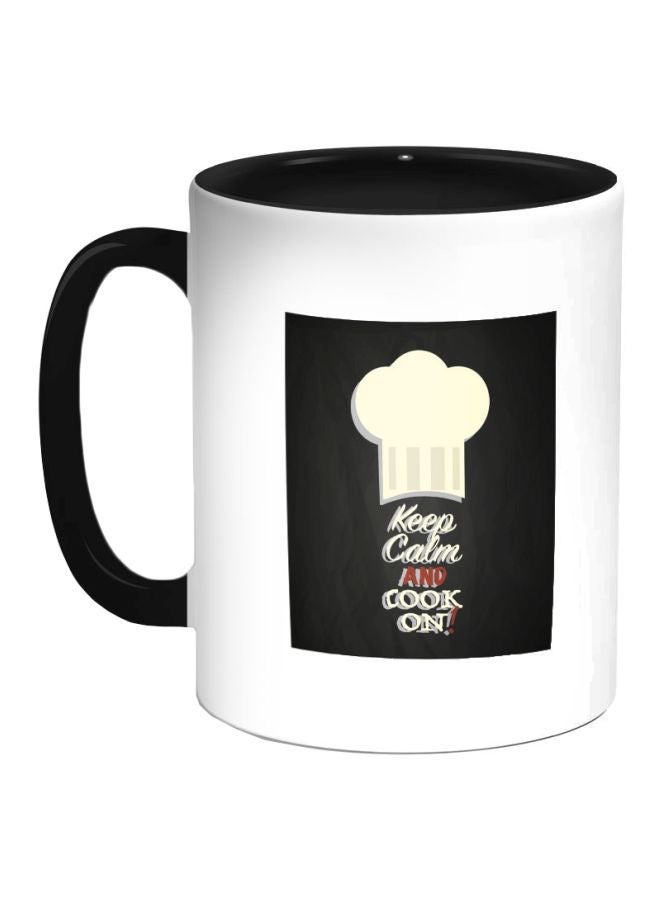 Keep Calm And Cook On Printed Coffee Mug Black/White/Red 325ml