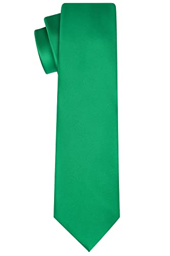 KissTies Mens Green Tie Solid Satin St. Patricks Necktie + Gift Box - Image 3