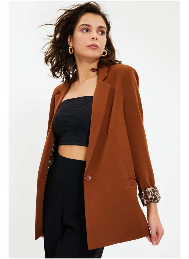trendyol - Brown Regular Lining Detailed Woven Blazer Jacket TWOAW20CE0316 - Image 1