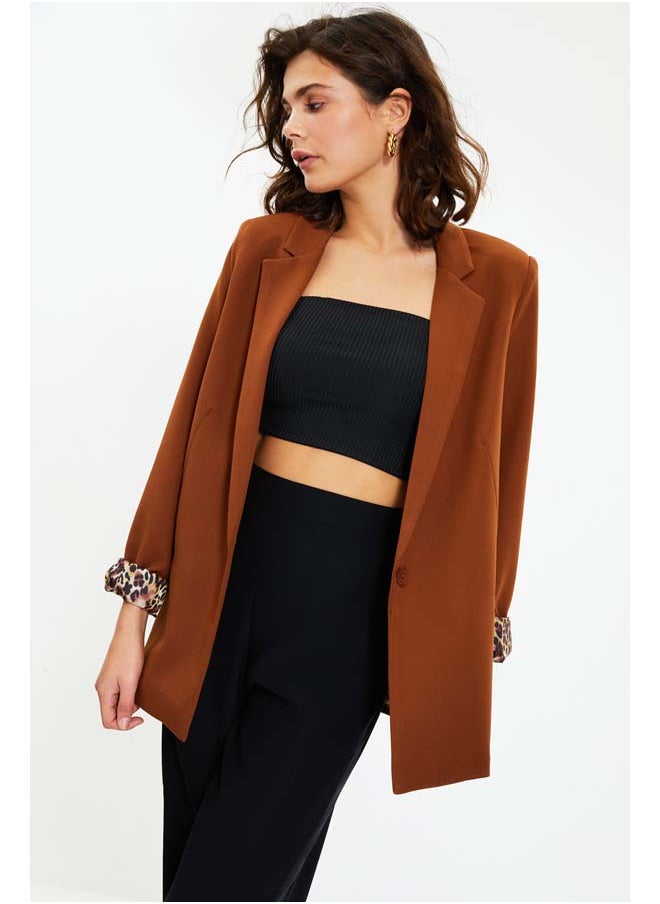 trendyol - Brown Regular Lining Detailed Woven Blazer Jacket TWOAW20CE0316 - Image 1