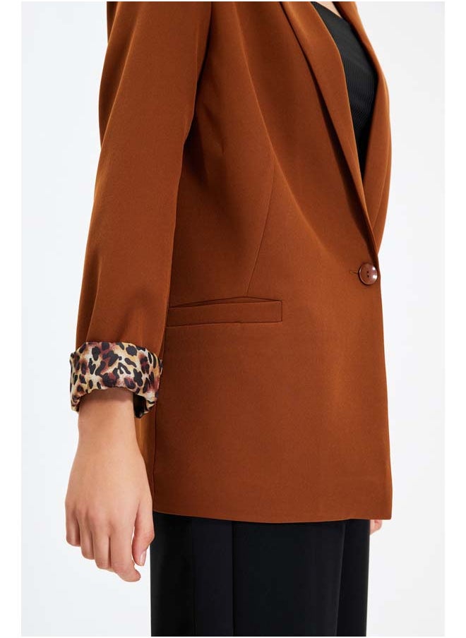 trendyol - Brown Regular Lining Detailed Woven Blazer Jacket TWOAW20CE0316 - Image 1
