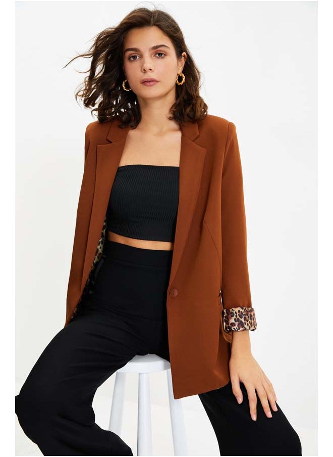 trendyol - Brown Regular Lining Detailed Woven Blazer Jacket TWOAW20CE0316 - Image 1