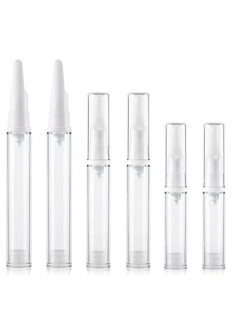 Airless Pump Jars 6 Packs Travel Foundation Container Travel Size Eye Cream Dispenser Empty Refillable Cosmetic Pump Bottles for Lotion Skincare Serum (5ml+10ml+15ml)