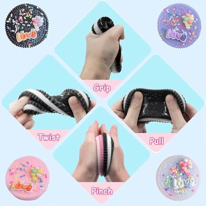 TAOKEY 4PCS Stress Relief Squeezies Ultra-Soft, Dessert-Shaped Silicone Squeezies Relieves Stress and Anxiety for Kids and Adults Fun Gift for Daily Relaxation - Image 3