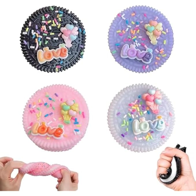 TAOKEY 4PCS Stress Relief Squeezies Ultra-Soft, Dessert-Shaped Silicone Squeezies Relieves Stress and Anxiety for Kids and Adults Fun Gift for Daily Relaxation - Image 1