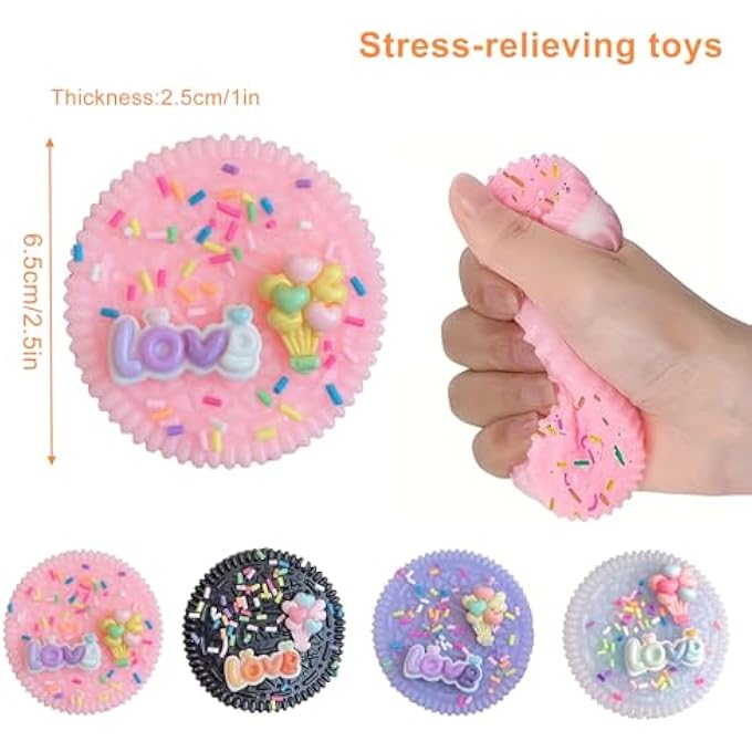 TAOKEY 4PCS Stress Relief Squeezies Ultra-Soft, Dessert-Shaped Silicone Squeezies Relieves Stress and Anxiety for Kids and Adults Fun Gift for Daily Relaxation - Image 2