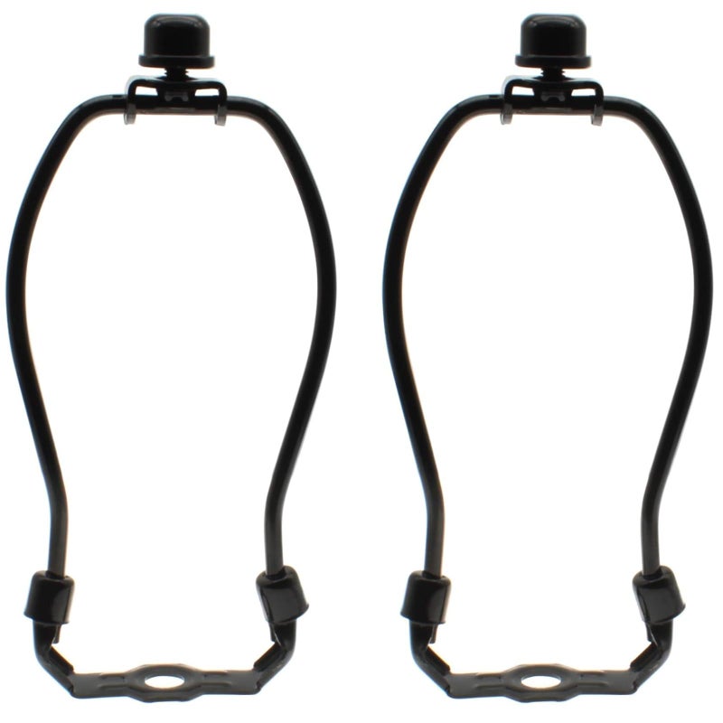 6 Inch Lamp Shade Harp Holder OZXNO 2Pack Heavy Duty Horn Frame Lamp Shade Bracket with Light Base and Solid Lamp Finial DIY Lighting Replacement Accessories for TableFloor Lamps Black