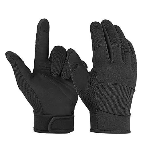 OZERO Medium Black Synthetic Leather Utility Gloves for Men and Women - Touch Screen Sensitive, Padded Knuckles, Adjustable Closure - Image 1