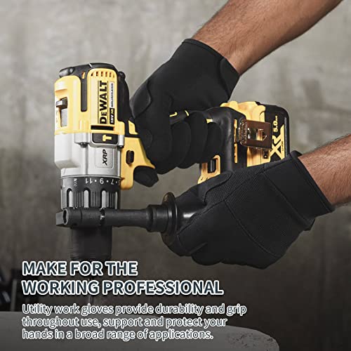 OZERO Medium Black Synthetic Leather Utility Gloves for Men and Women - Touch Screen Sensitive, Padded Knuckles, Adjustable Closure - Image 4