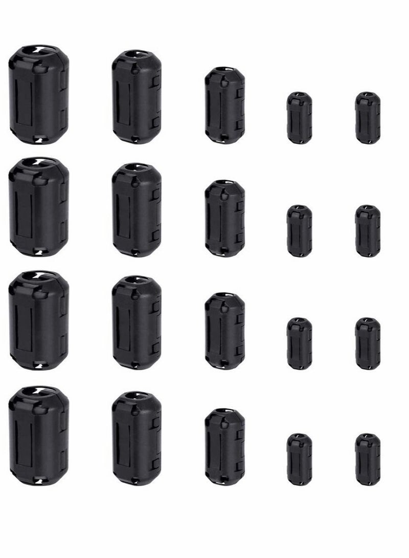 Captaintech Clip-on Ferrite Magnet Core Ring Nickel-zinc Toroidal Ferrite Choke Noise Suppressor Inner Diameter 3.5 5 7 9 13 mm EMI RFI Filter for Power Cord USB Audio Network Video Radio Cable（20PCS ） - Image 1