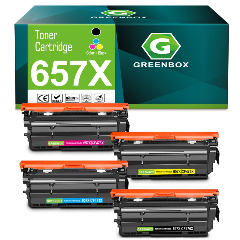 GREENBOX Compatible Toner Cartridge Replacement for HP 657X CF470X CF471X CF472X CF473X for Color Enterprise MFP M681dh M681f M681 Flow MFP M681f M681z M682z Printer 4 Pack