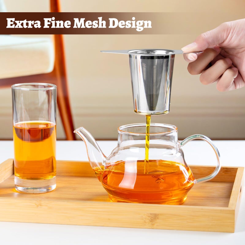 FrutPunch Loose Leaf Tea Infuser with Lid Set of 2, Ultra-Fine Mesh Tea Strainer, Large Capacity, Double Handles, Can be Hung on Teapot, Cup, Gift for Tea Lovers - Image 2