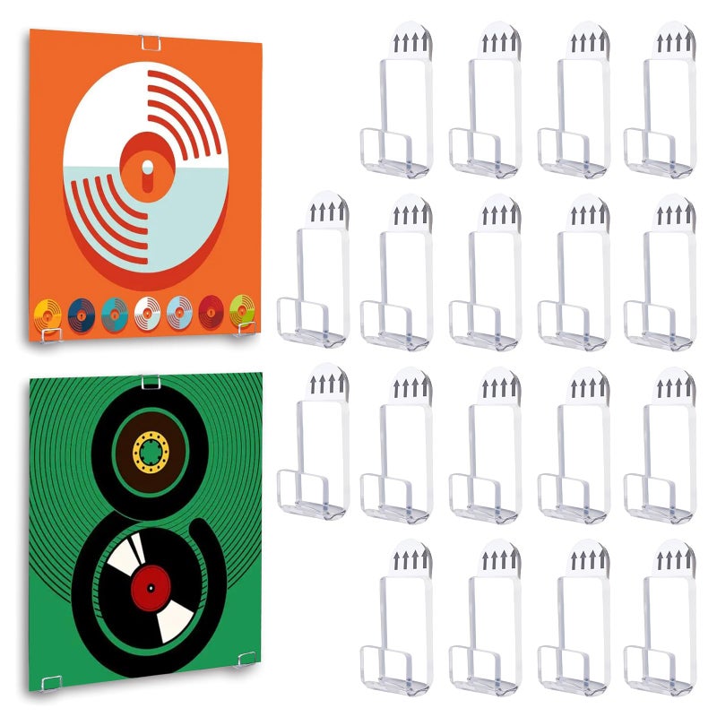 Kalami رف عرض سجلات الفينيل كالمي 6 مجموعات 18 قطعة مع شريط لاصق حامل غلاف ألبوم الموسيقى من الأكريليك الشفاف بدون مسامير لتزيين المنزل سجلات فردية