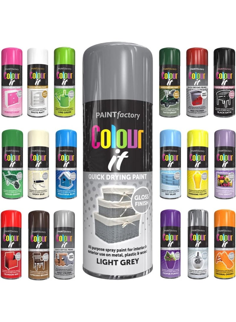 مصنع الطلاء دهان بخاخ لامع رمادي فاتح من باينت فاكتوري ٤٠٠مل - يجف بسرعة عالي الأداء، مناسب للاستخدام الداخلي والخارجي، للاستعمال على المعدن والبلاستيك والخشب. - Image 2