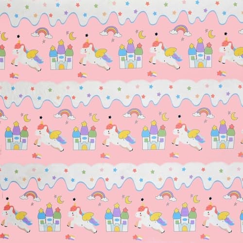 Fresh From Loom Cotton Wrinkle Free Soft Hypoallergenic Bed Sheet | Cartoon Printed Single Bedsheet for Kids with one Pillow Cover (60x90 Inches/Pink Unicorn) - Image 3
