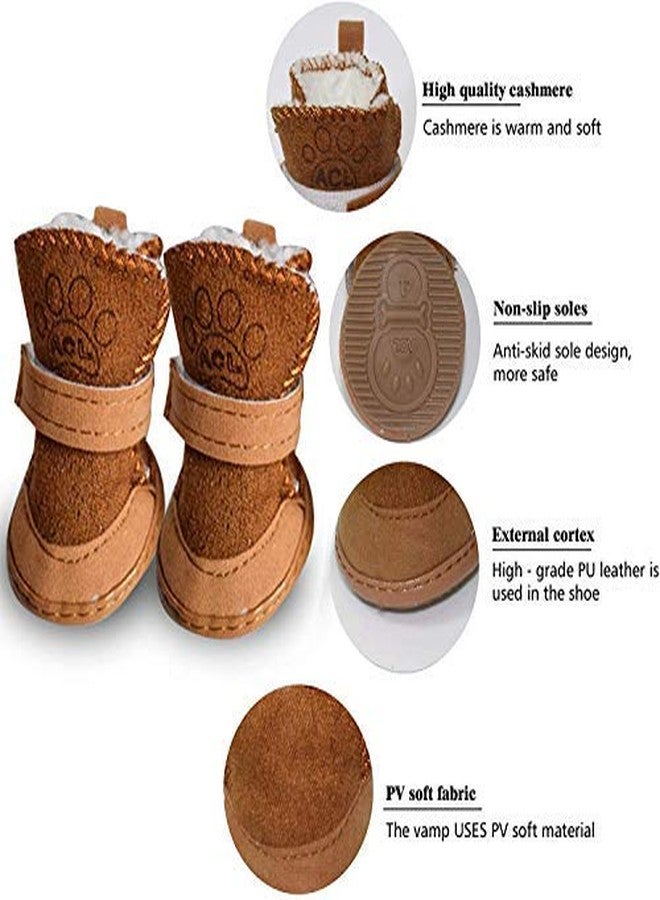 URBEST Dog Shoes with Hook Loop Closure Booties Pet Dog Chihuahua Shoes Boots 4Pcs (2#, Brown) - Image 2