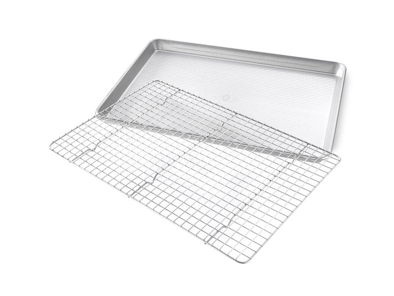 USA Pan Bakeware Half Sheet Baking Pan and Bakeable Nonstick and Cooling Rack Set, Metal - Image 2