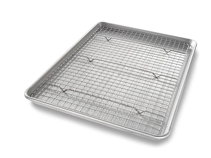 USA Pan Bakeware Half Sheet Baking Pan and Bakeable Nonstick and Cooling Rack Set, Metal - Image 1